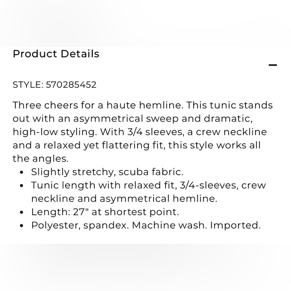 Chicos Asymmetrical Hem Scuba Tunic Cream White Minimal Minimalist Size O Small - Picture 14 of 14